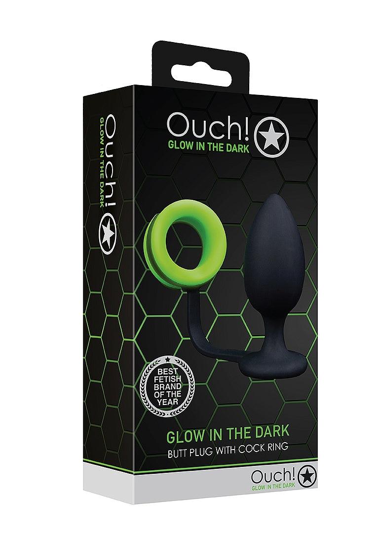 Ouch! Butt Plug with Cock Ring Silicone Glow in the Dark - Buy At Luxury Toy X - Free 3-Day Shipping