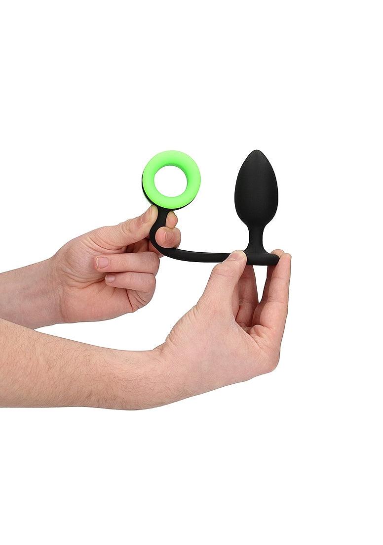 Ouch! Butt Plug with Cock Ring Silicone Glow in the Dark - Buy At Luxury Toy X - Free 3-Day Shipping