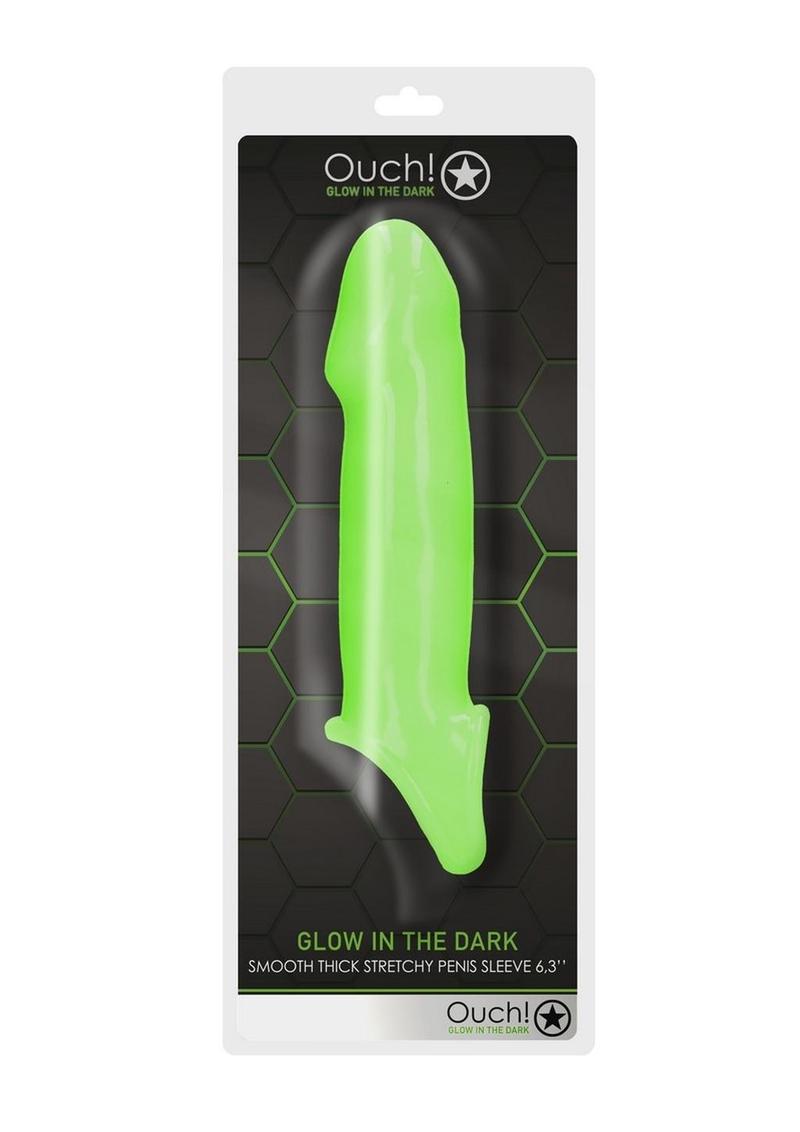 Ouch! Smooth Thick Stretchy Penis Sleeve Glow in the Dark - Buy At Luxury Toy X - Free 3-Day Shipping