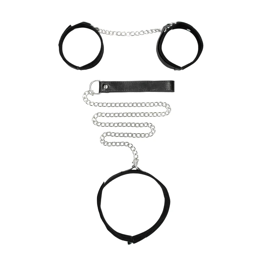 Ouch! Velcro Collar with Leash and Hand Cuffs - Buy At Luxury Toy X - Free 3-Day Shipping