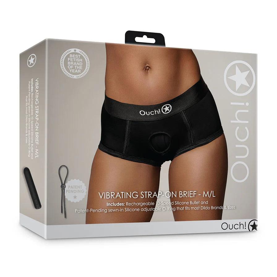 Ouch! Vibrating Strap-On Brief Rechargeable - Buy At Luxury Toy X - Free 3-Day Shipping