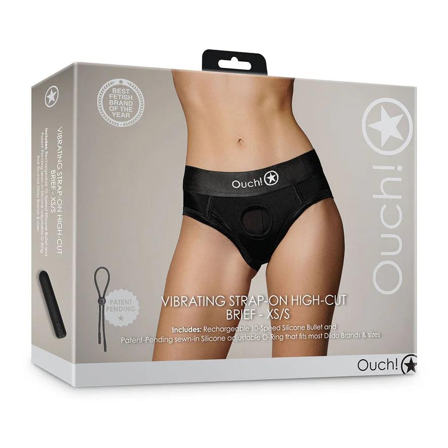 Ouch! Vibrating Strap-On High-Cut Brief Rechargeable - Buy At Luxury Toy X - Free 3-Day Shipping