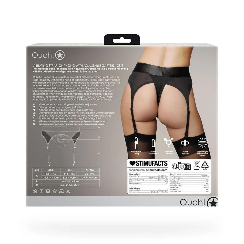 Ouch! Vibrating Strap-On Thong with Adjustable Garters Rechargeable - Buy At Luxury Toy X - Free 3-Day Shipping