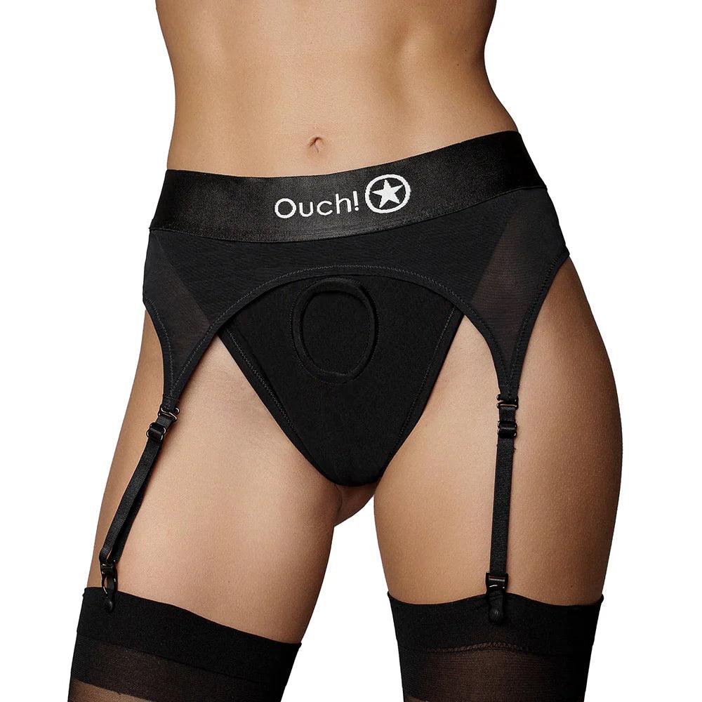 Ouch! Vibrating Strap-On Thong with Adjustable Garters Rechargeable - Buy At Luxury Toy X - Free 3-Day Shipping