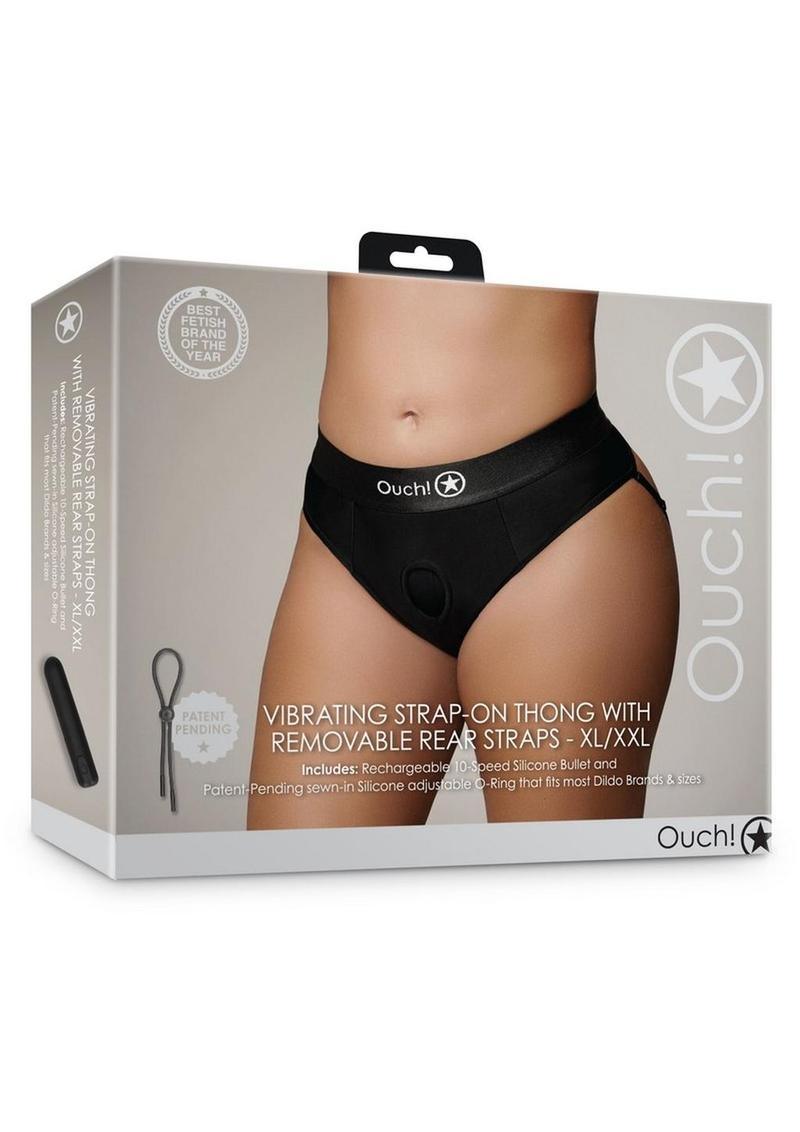 Ouch! Vibrating Strap-On Thong with Removable Butt Straps Rechargeable - Buy At Luxury Toy X - Free 3-Day Shipping