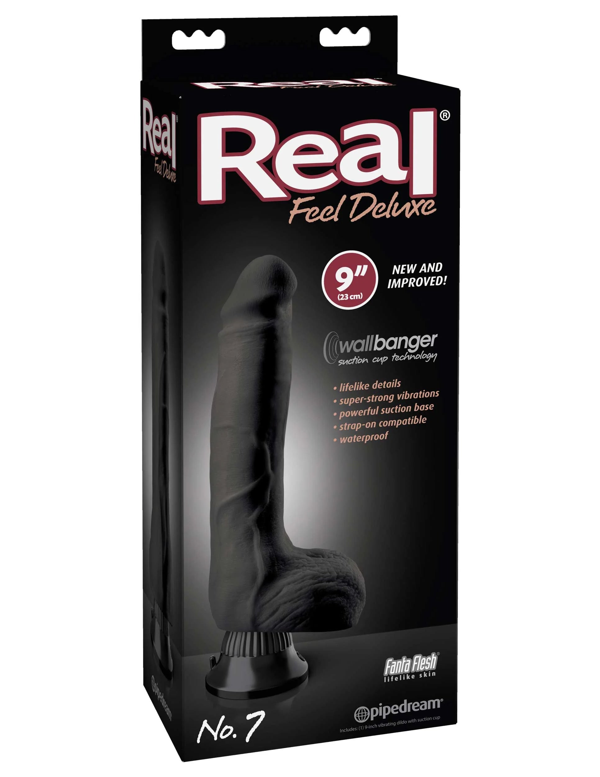 Pipedream Real Feel Deluxe No. 7 Realistic 9 in. Vibrating Dildo With Balls and Suction Cup