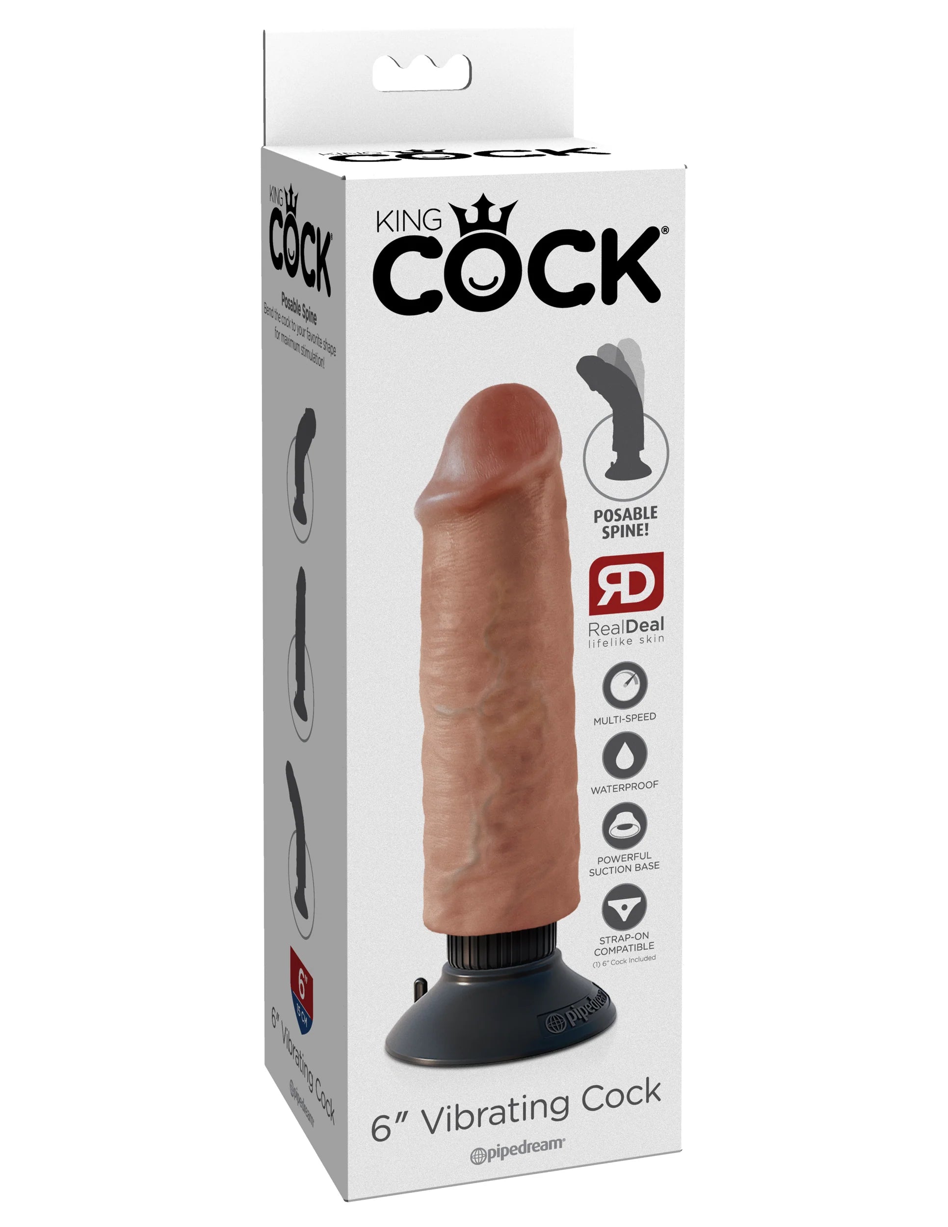 Pipedream King Cock 6 in. Vibrating Cock Poseable Dildo With Suction Cup