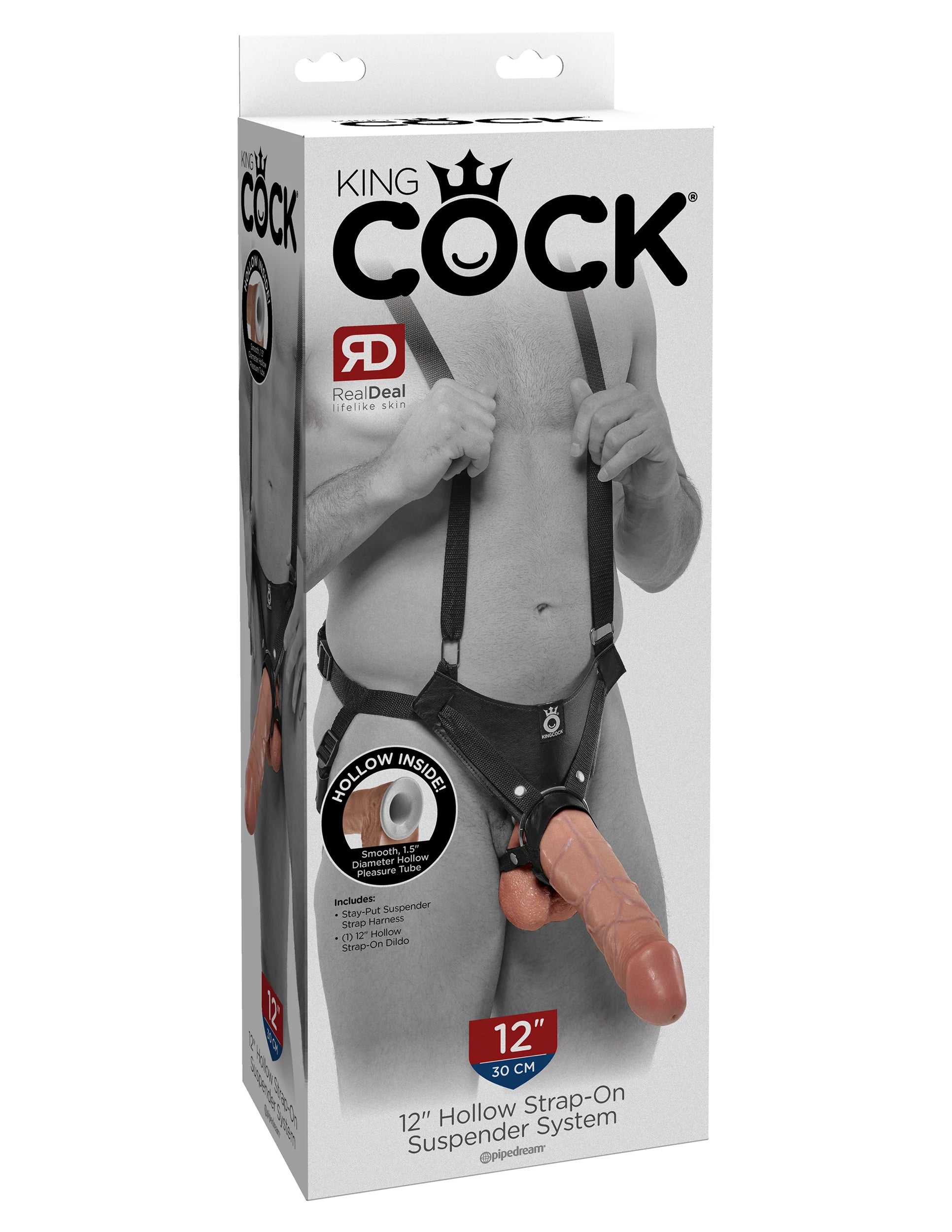 King Cock Hollow Strap On Suspender System with Dildo 12in