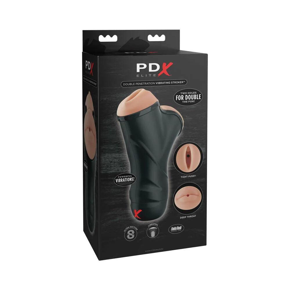 PDX Elite Double Penetration Vibrating Dual Entry Stroker - Buy At Luxury Toy X - Free 3-Day Shipping