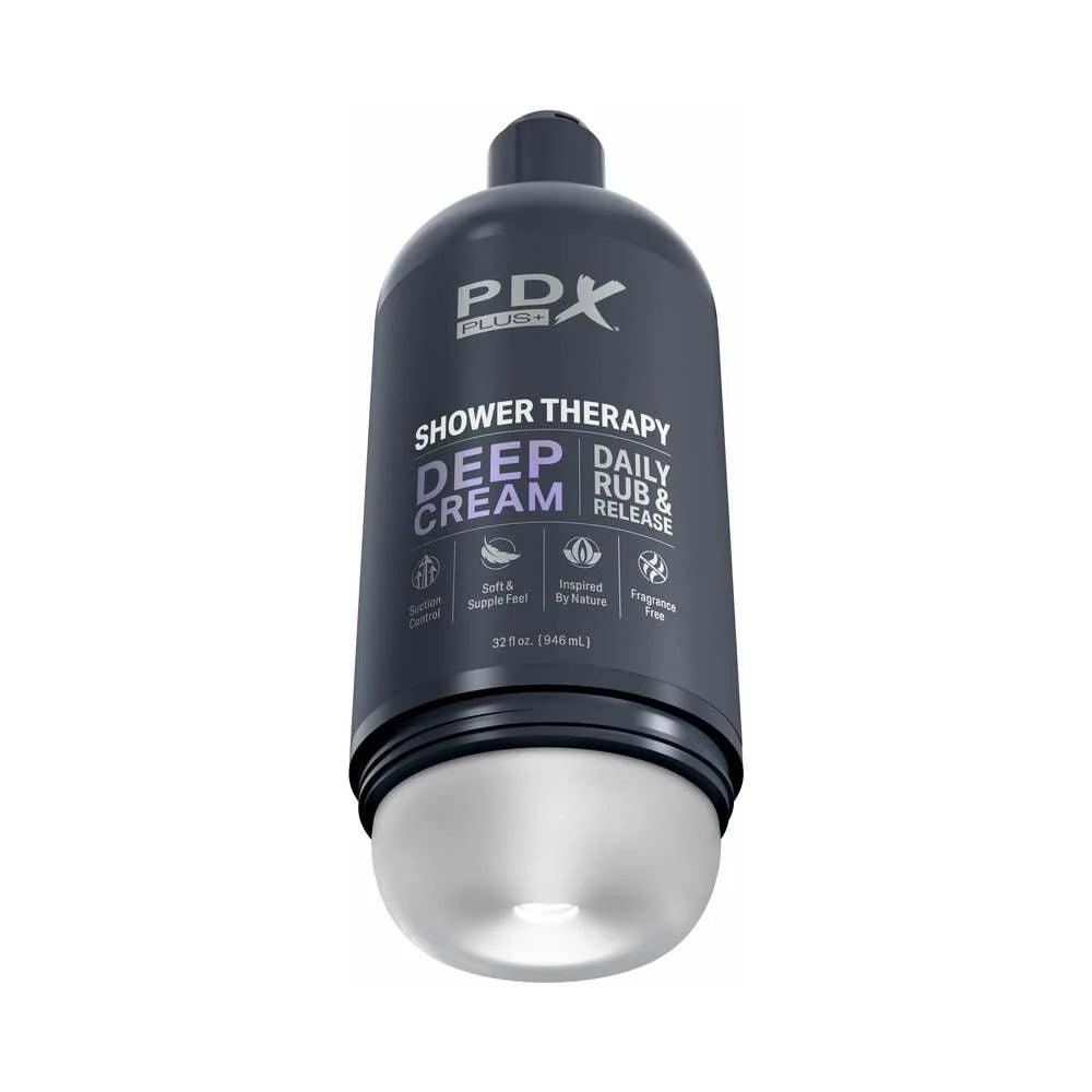 PDX Plus Shower Therapy Deep Cream Discreet Stroker - Frosted - Buy At Luxury Toy X - Free 3-Day Shipping