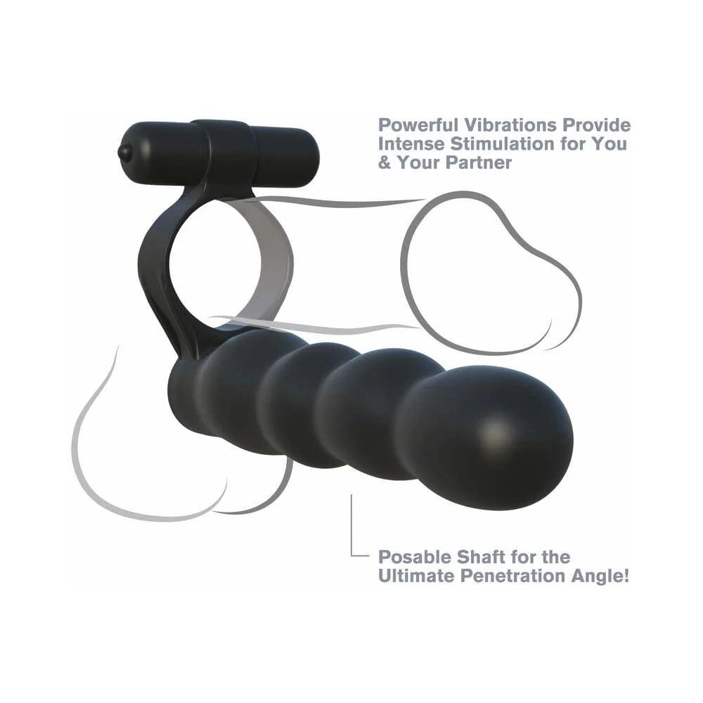 Pipedream Fantasy C-Ringz Posable Partner Double Penetrator Cock Ring with Bullet - Buy At Luxury Toy X - Free 3-Day Shipping