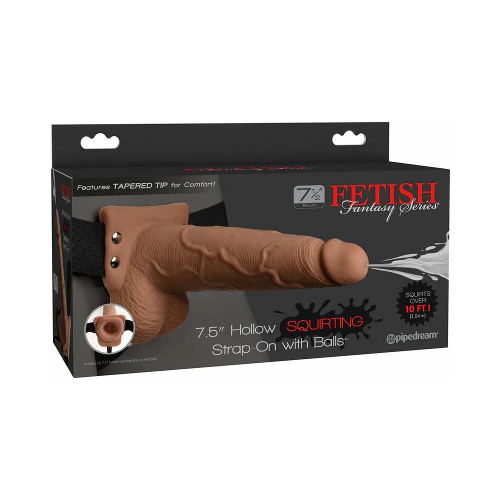 Pipedream Fetish Fantasy Series 7.5 in. Hollow Squirting Strap-On With Balls - Buy At Luxury Toy X - Free 3-Day Shipping