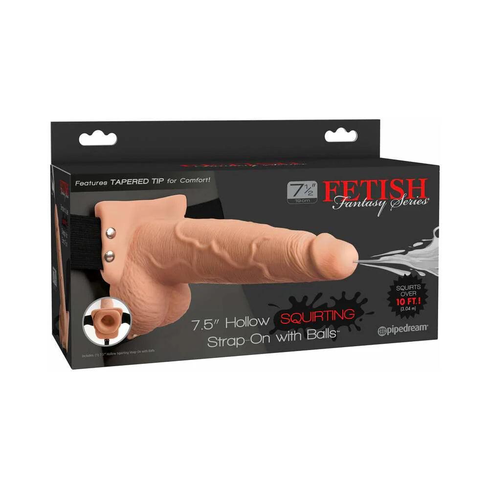 Pipedream Fetish Fantasy Series 7.5 in. Hollow Squirting Strap-On With Balls - Buy At Luxury Toy X - Free 3-Day Shipping