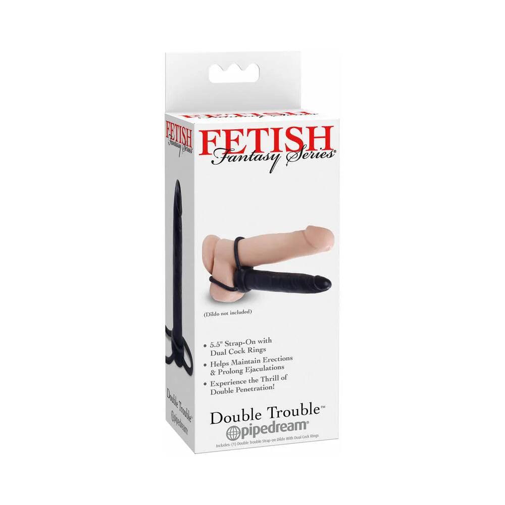 Pipedream Fetish Fantasy Series Double Trouble Dual Cockring Strap-On With 5.5 in. Dildo - Buy At Luxury Toy X - Free 3-Day Shipping