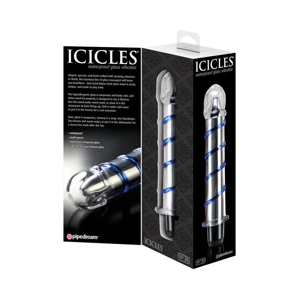 Pipedream Icicles No. 20 Ribbed Vibrating 7.5 in. Glass Dildo - Buy At Luxury Toy X - Free 3-Day Shipping