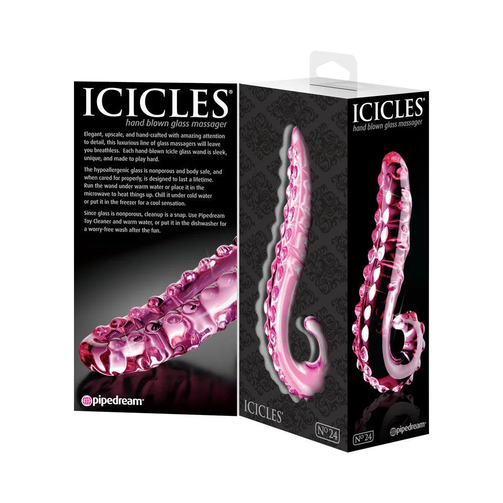 Pipedream Icicles No. 24 Curved Textured 6 in. Glass Dildo With Handle - Buy At Luxury Toy X - Free 3-Day Shipping