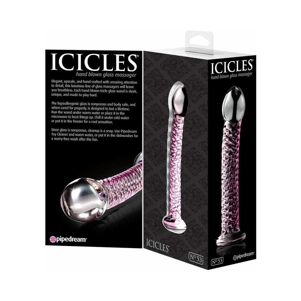 Pipedream Icicles No. 53 Curved Textured 7 in. Glass Dildo - Buy At Luxury Toy X - Free 3-Day Shipping