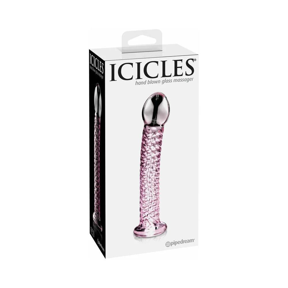 Pipedream Icicles No. 53 Curved Textured 7 in. Glass Dildo - Buy At Luxury Toy X - Free 3-Day Shipping