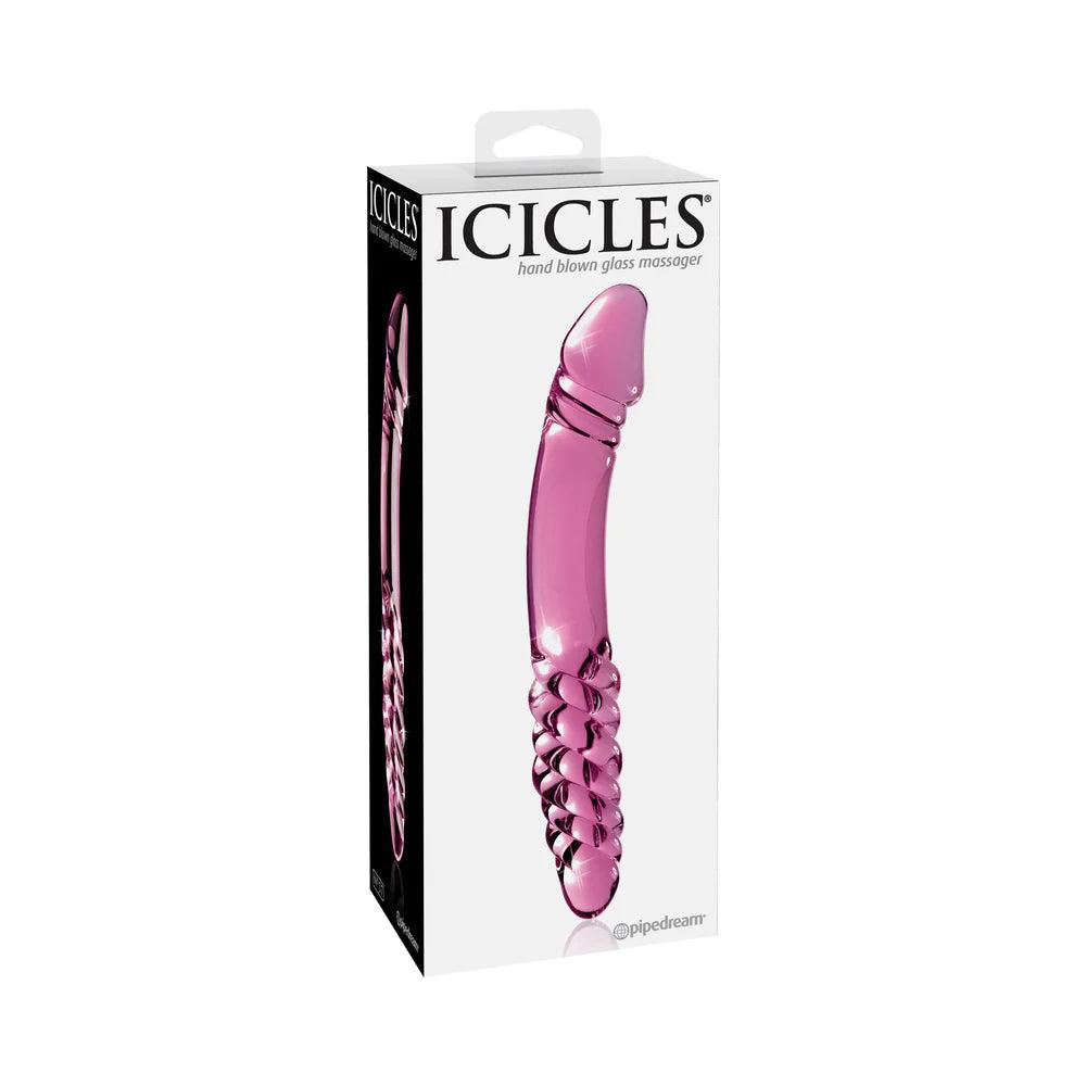 Pipedream Icicles No. 57 Curved Textured 9 in. Dual-Ended Glass Dildo - Buy At Luxury Toy X - Free 3-Day Shipping