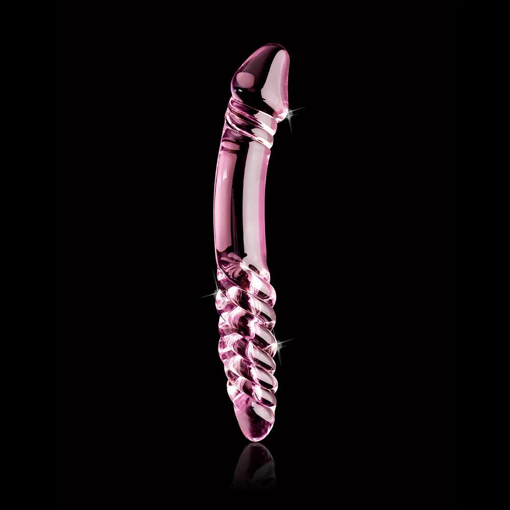 Pipedream Icicles No. 57 Curved Textured 9 in. Dual-Ended Glass Dildo - Buy At Luxury Toy X - Free 3-Day Shipping