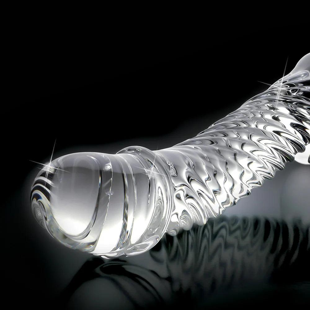 Pipedream Icicles No. 61 Curved Textured 6.5 in. Glass Dildo - Buy At Luxury Toy X - Free 3-Day Shipping