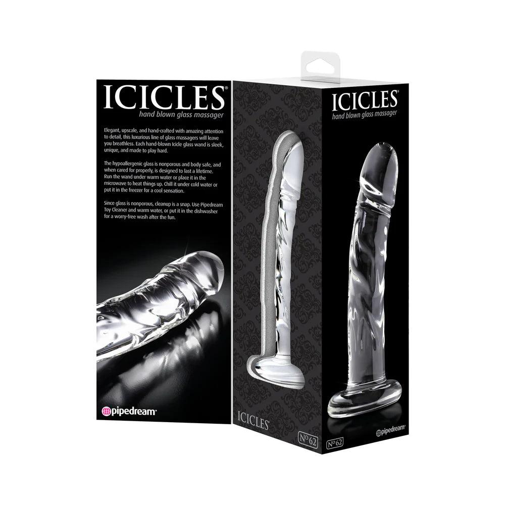 Pipedream Icicles No. 62 Curved Realistic 6.5 in. Glass Dildo - Buy At Luxury Toy X - Free 3-Day Shipping