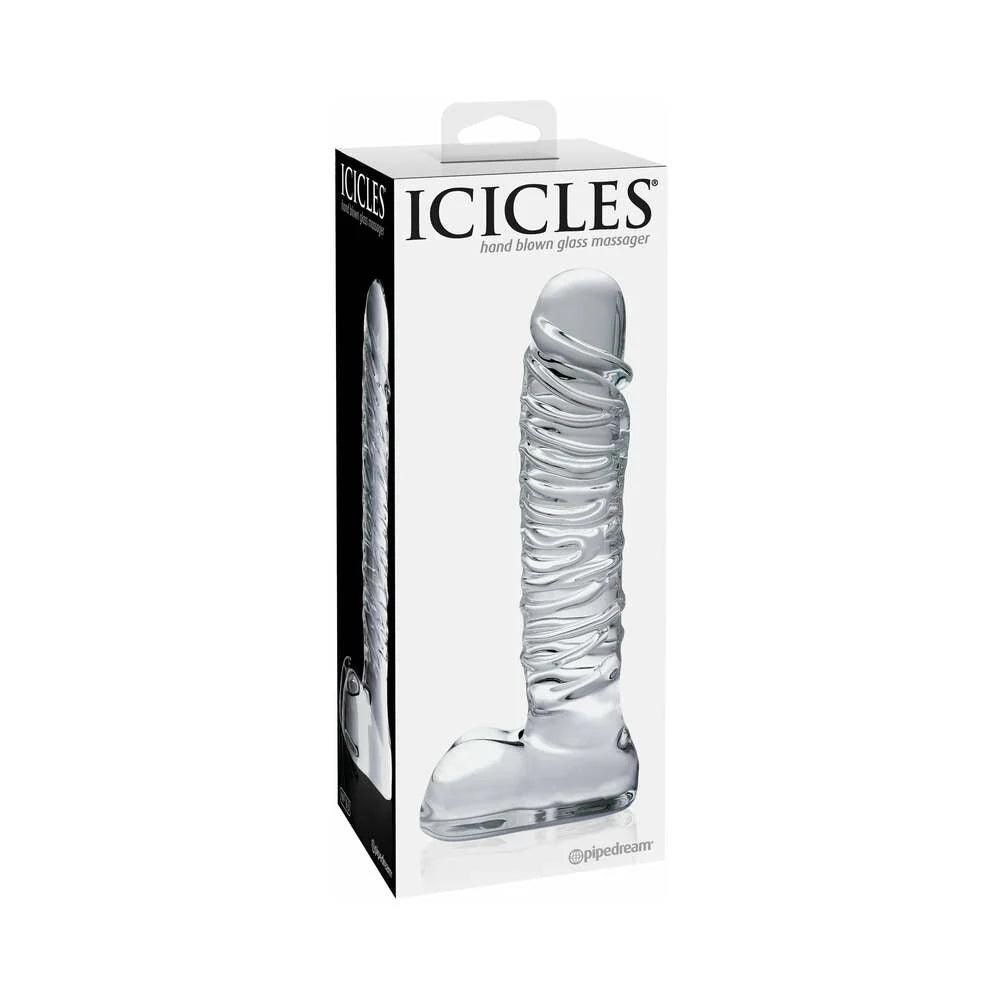 Pipedream Icicles No. 63 Ribbed Realistic 8.5 in. Glass Dildo - Buy At Luxury Toy X - Free 3-Day Shipping