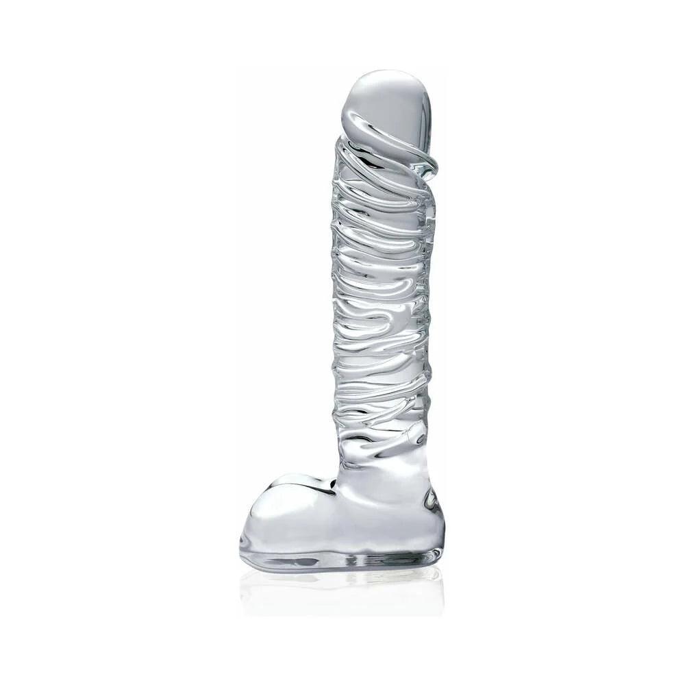 Pipedream Icicles No. 63 Ribbed Realistic 8.5 in. Glass Dildo - Buy At Luxury Toy X - Free 3-Day Shipping