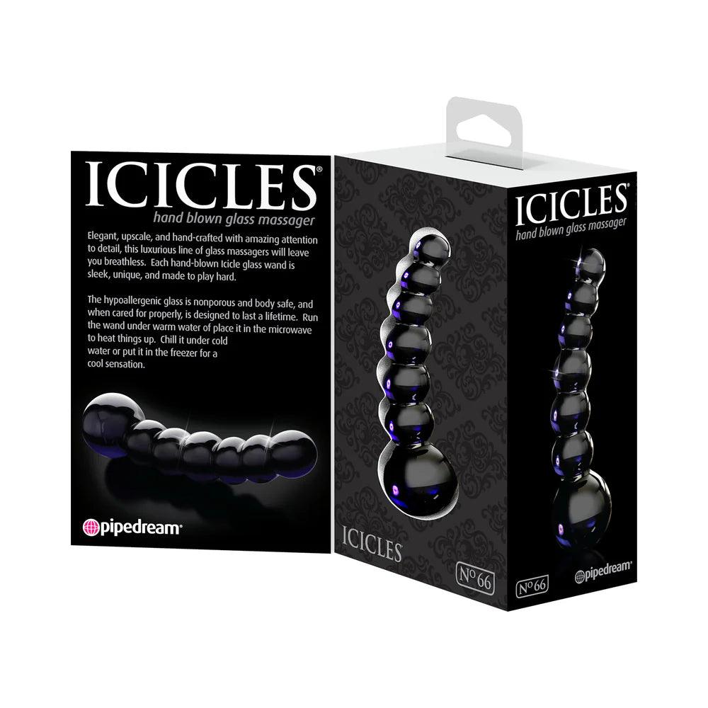 Pipedream Icicles No. 66 Curved Beaded 4.75 in. Glass Dildo - Buy At Luxury Toy X - Free 3-Day Shipping