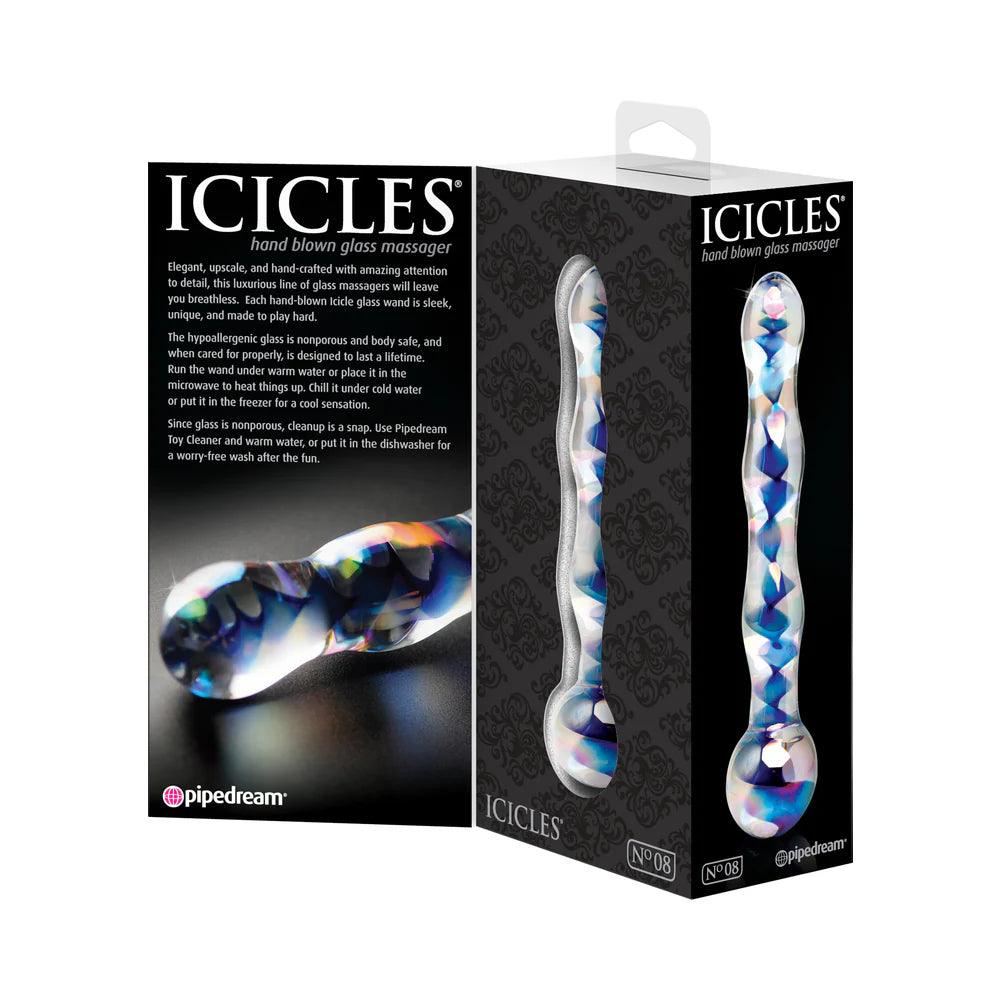 Pipedream Icicles No. 8 Wavy 7 in. Glass Dildo - Buy At Luxury Toy X - Free 3-Day Shipping