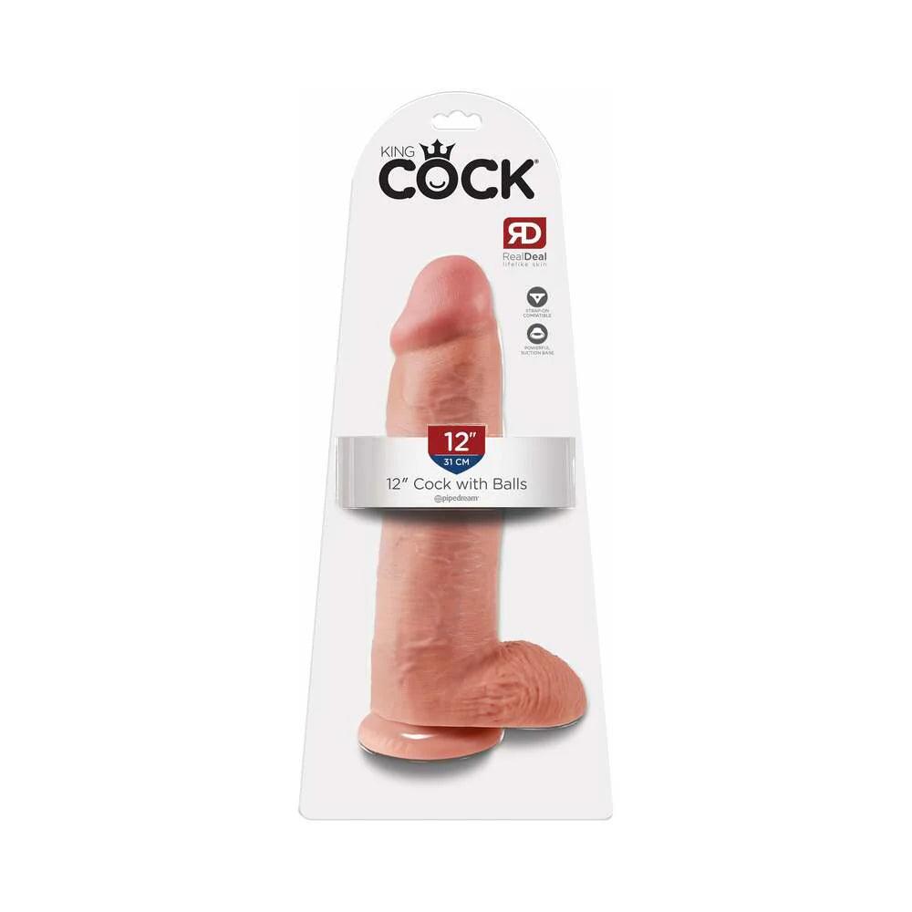 Pipedream King Cock 12 in. Cock With Balls Realistic Suction Cup Dildo - Buy At Luxury Toy X - Free 3-Day Shipping