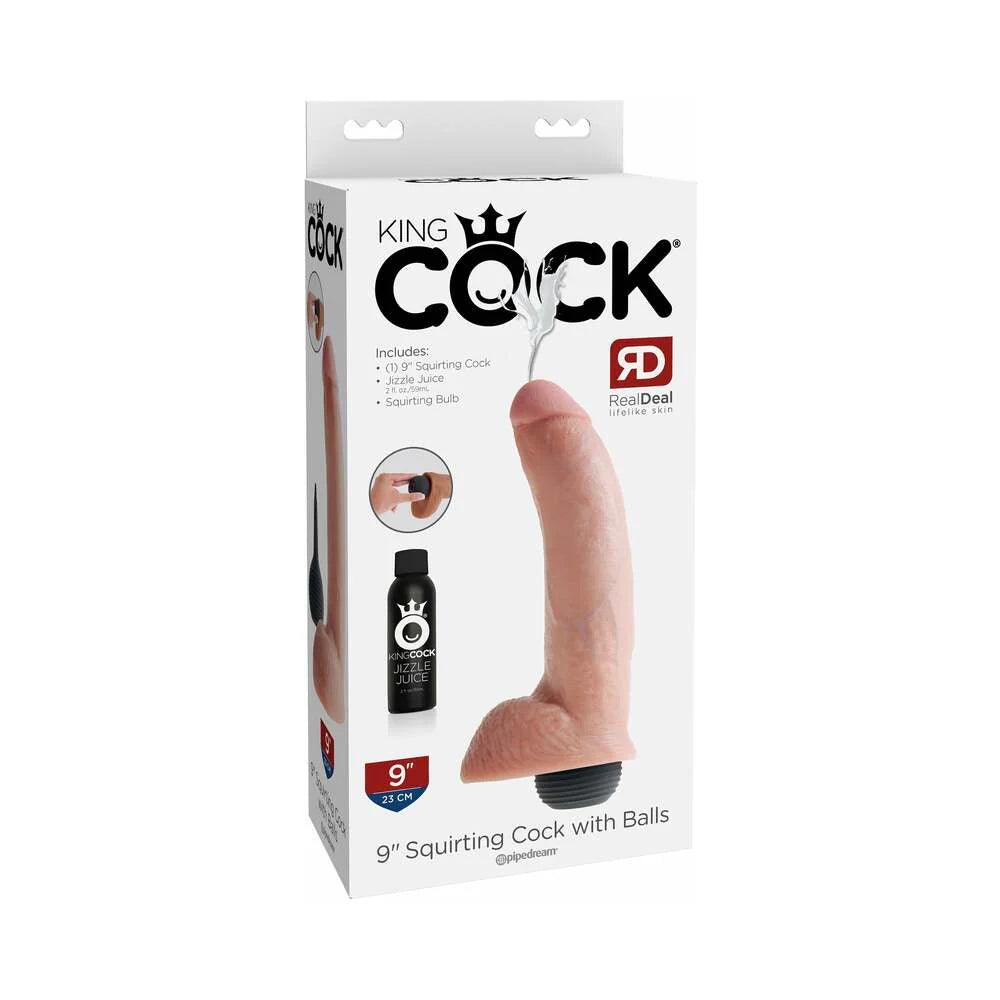 Pipedream King Cock 9 in. Squirting Cock With Balls Realistic Dildo - Buy At Luxury Toy X - Free 3-Day Shipping