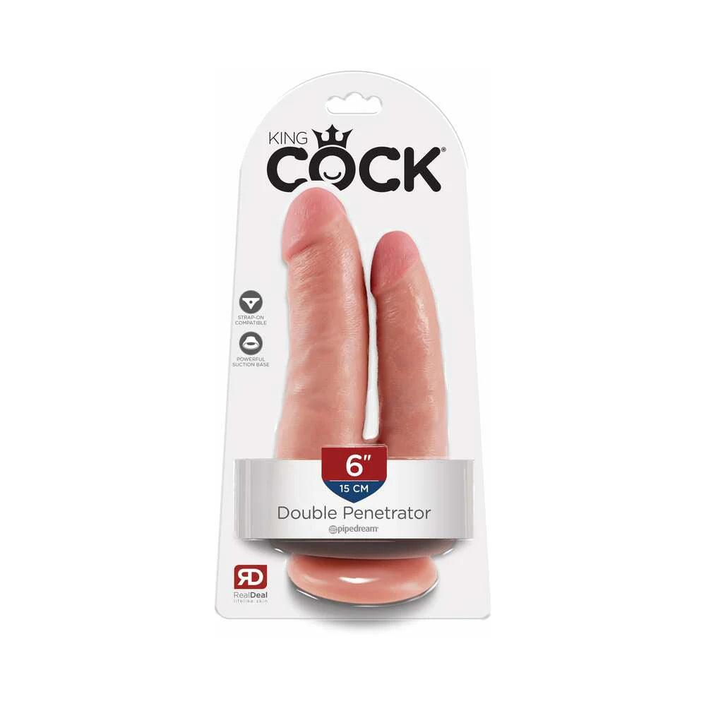 Pipedream King Cock Double Penetrator 6 in. Realistic Dual-Entry Dildo With Suction Cup - Buy At Luxury Toy X - Free 3-Day Shipping