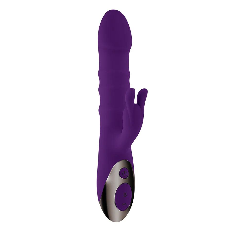 Playboy Hop To It Rechargeable Thrusting Silicone Dual Stimulation Vibrator - Buy At Luxury Toy X - Free 3-Day Shipping