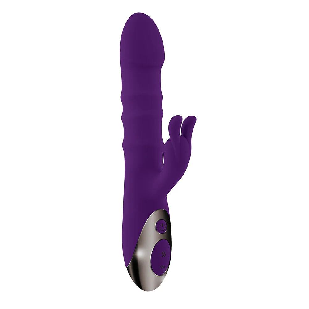 Playboy Hop To It Rechargeable Thrusting Silicone Dual Stimulation Vibrator - Buy At Luxury Toy X - Free 3-Day Shipping