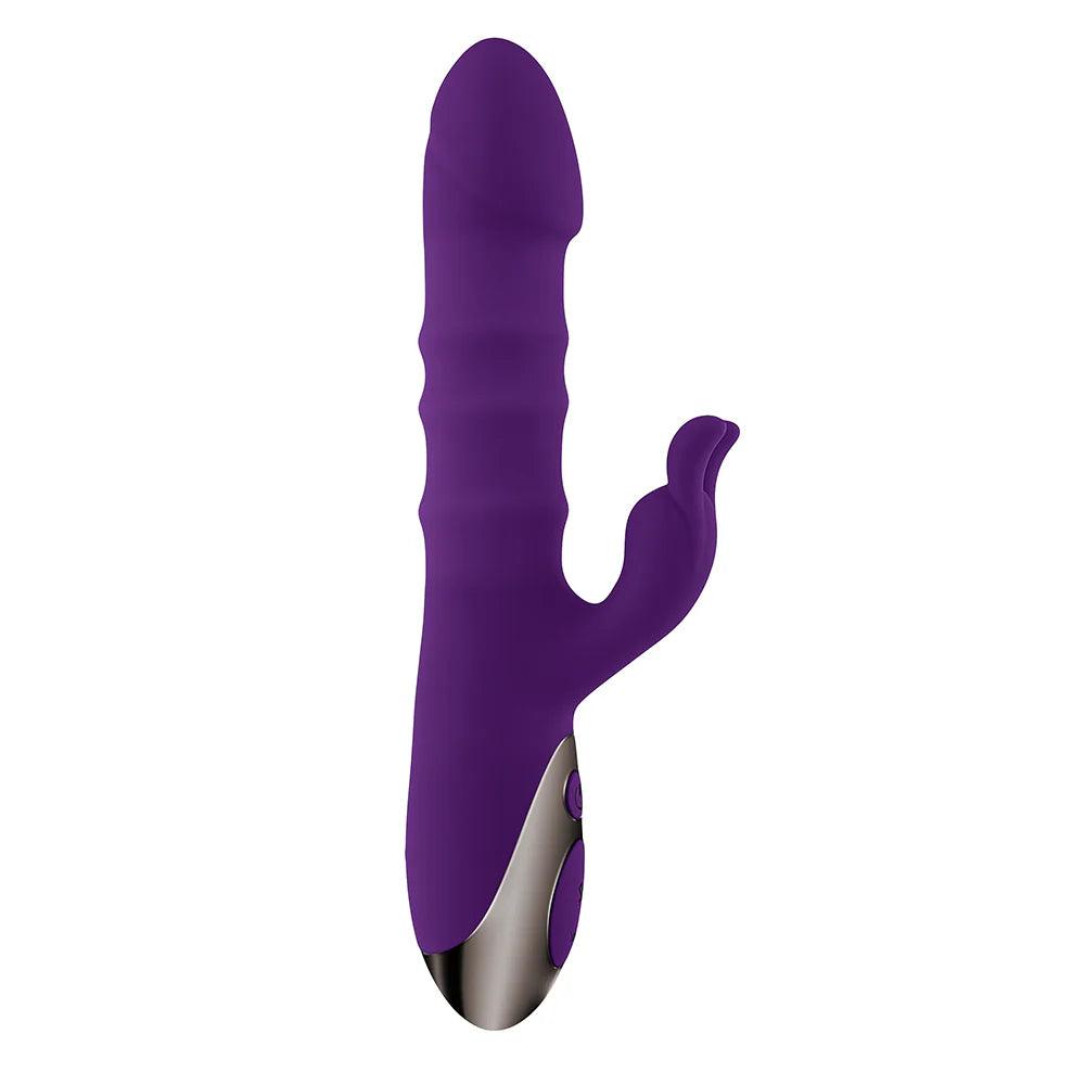 Playboy Hop To It Rechargeable Thrusting Silicone Dual Stimulation Vibrator - Buy At Luxury Toy X - Free 3-Day Shipping