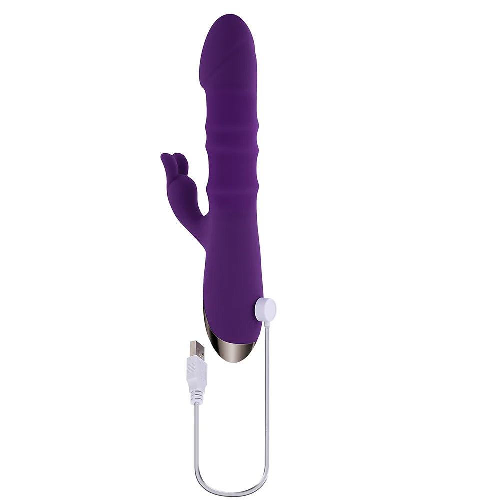 Playboy Hop To It Rechargeable Thrusting Silicone Dual Stimulation Vibrator - Buy At Luxury Toy X - Free 3-Day Shipping