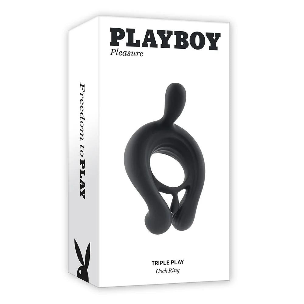 Playboy Triple Play Vibrating Cockring with Stimulator - Buy At Luxury Toy X - Free 3-Day Shipping