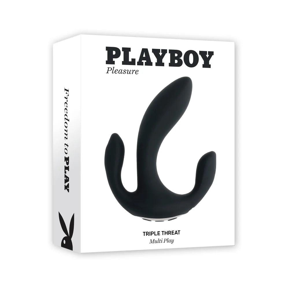 Playboy Triple Threat Rechargeable Silicone Multi Vibrator - Buy At Luxury Toy X - Free 3-Day Shipping