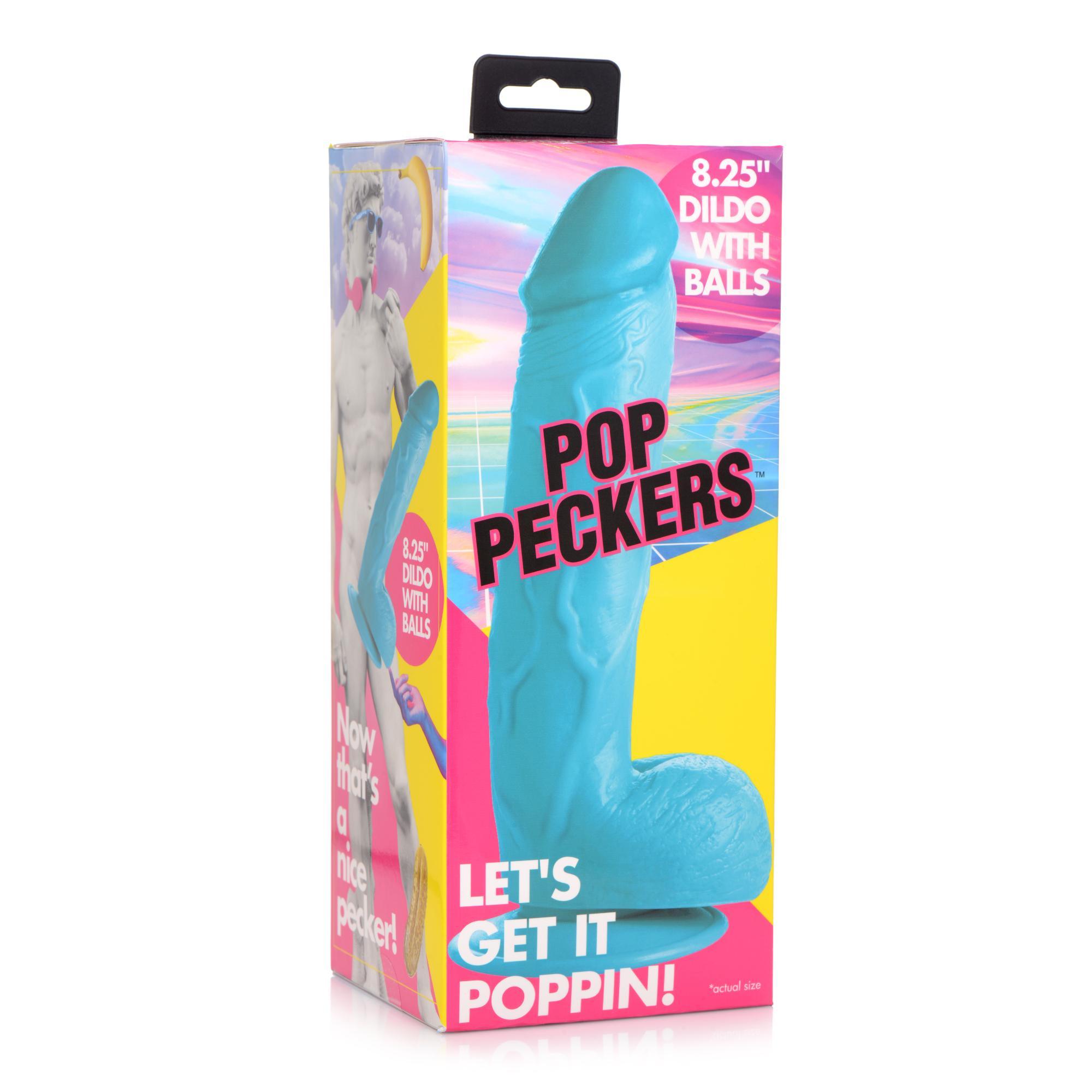 Pop Peckers 8.25" Dildo with Balls - Buy At Luxury Toy X - Free 3-Day Shipping