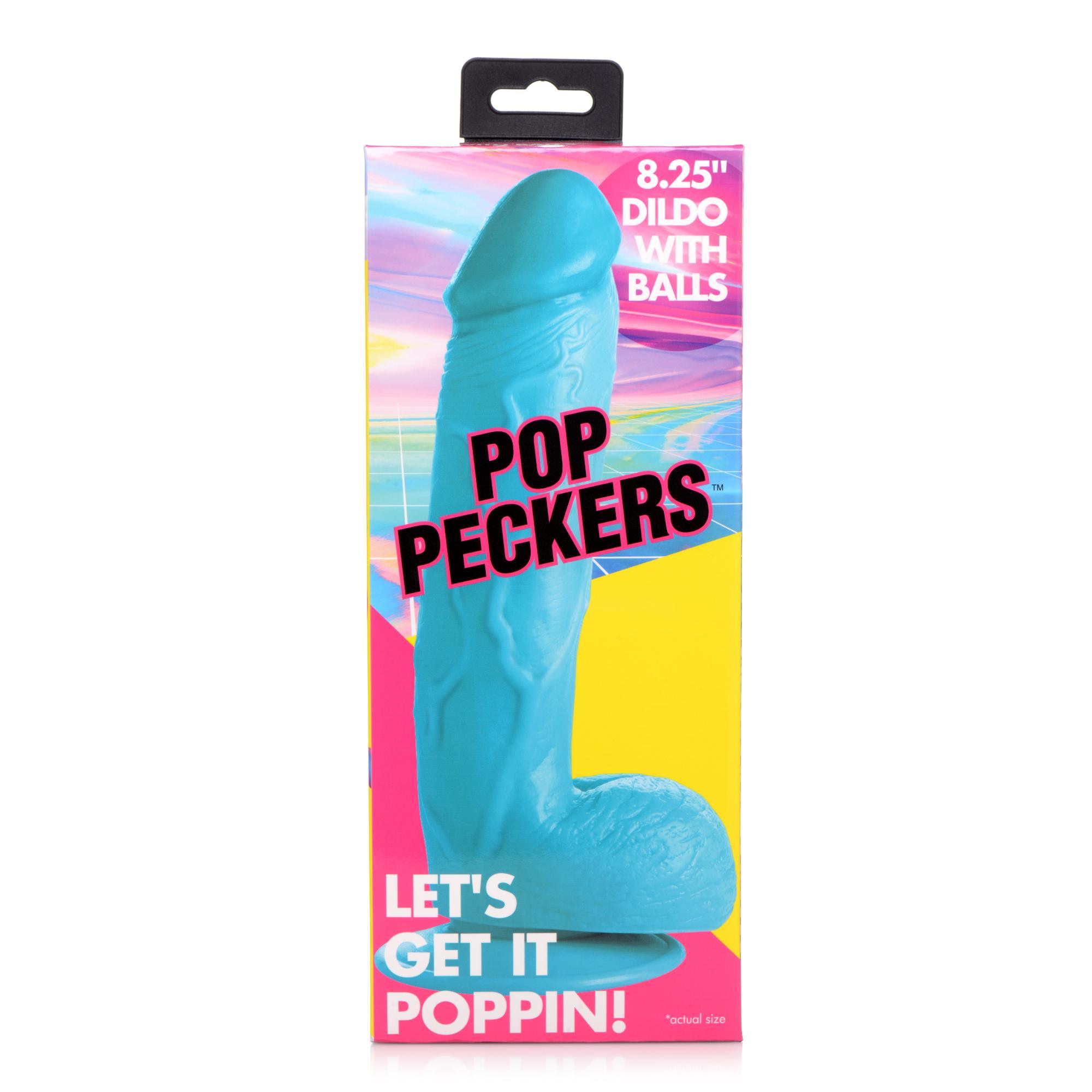 Pop Peckers 8.25" Dildo with Balls - Buy At Luxury Toy X - Free 3-Day Shipping