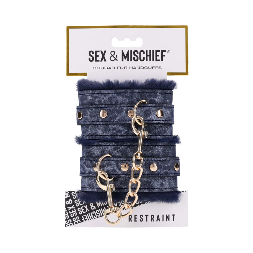 Sex & Mischief Cougar Fur Handcuffs - Buy At Luxury Toy X - Free 3-Day Shipping