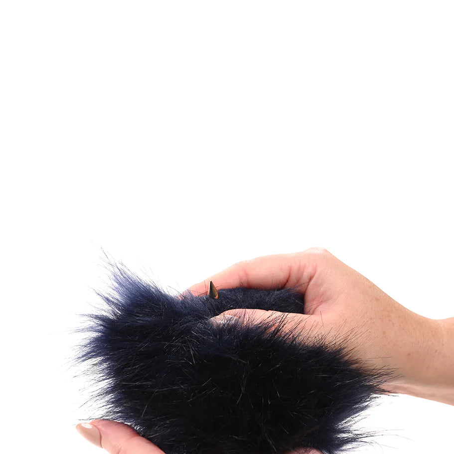 Sex & Mischief Cougar Spiked Sensory Glove – Teasing Faux Fur Glove with Gold Spikes for Sensory Play - Buy At Luxury Toy X - Free 3-Day Shipping