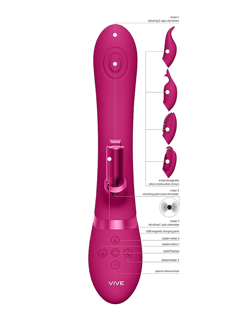 VIVE ETSU Pulse-Wave Rabbit Vibrator With Interchangeable Clitoral Sleeves