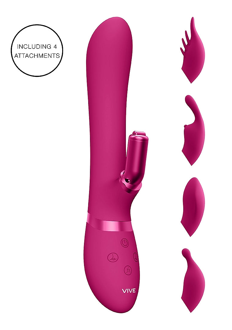 VIVE CHOU Rechargeable Silicone Rabbit Vibrator With Interchangeable Clitoral Sleeves