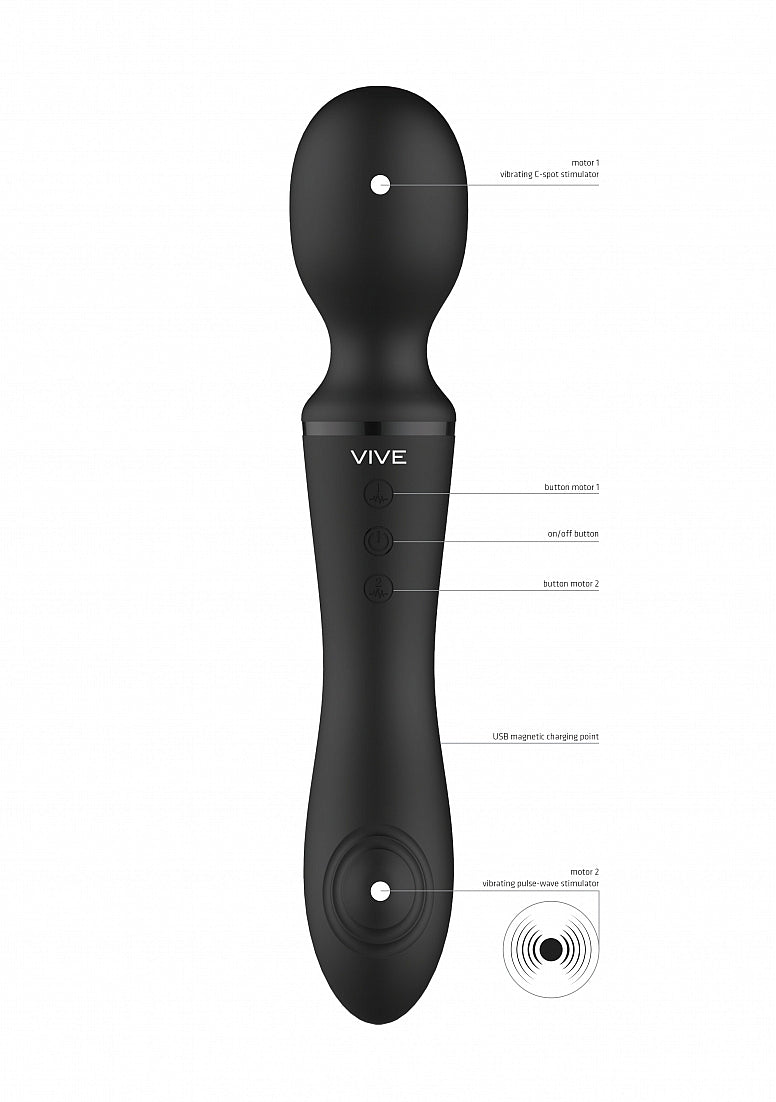 Shots Vive Enora Rechargeable Silicone Double End Pulse Wave Wand & Vibrator