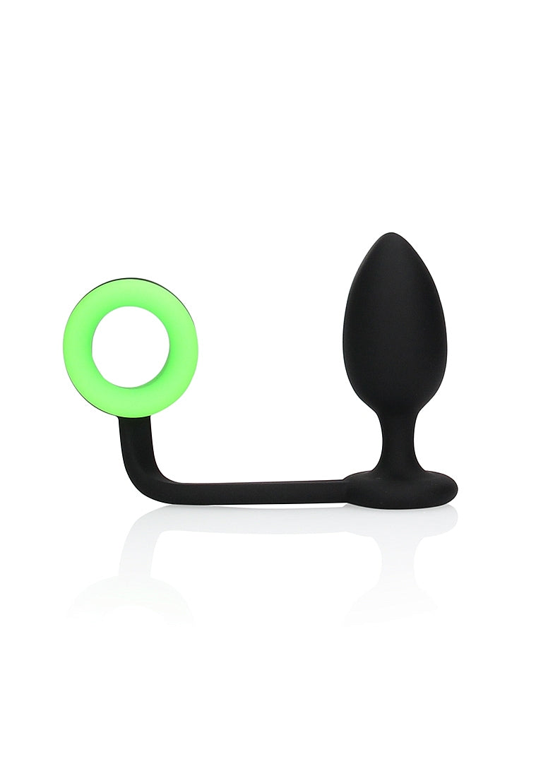 Ouch! Butt Plug with Cock Ring Silicone Glow in the Dark