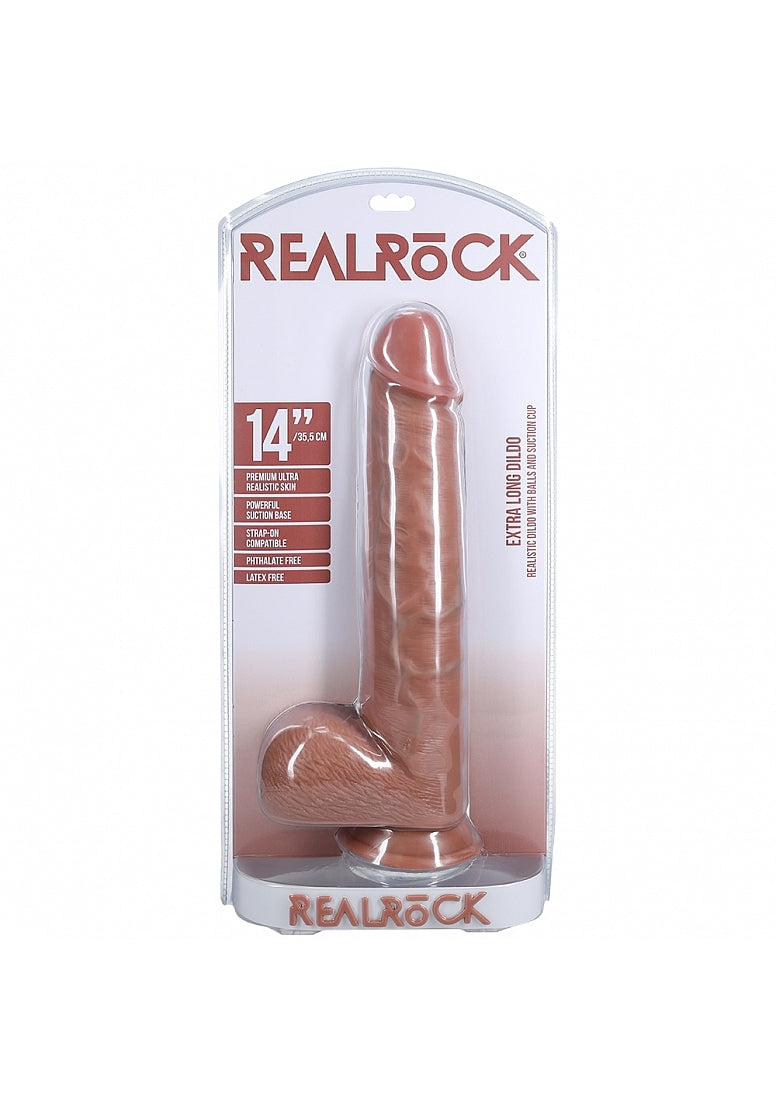 Shots RealRock Ultra Realistic Skin Extra Large Straight Dildo with Balls and Suction Cup 14in