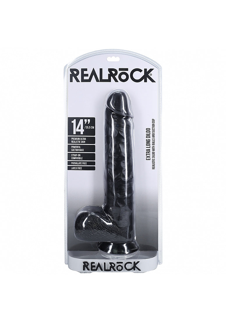 Shots RealRock Ultra Realistic Skin Extra Large Straight Dildo with Balls and Suction Cup 14in