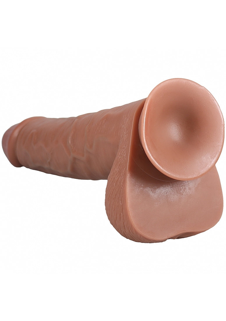 Shots RealRock Ultra Realistic Skin Extra Large Straight Dildo with Balls and Suction Cup 14in